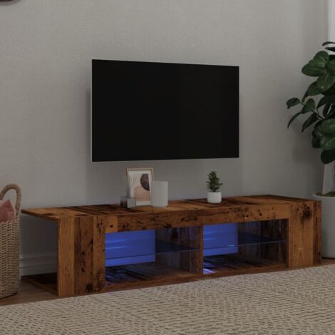 TV Cabinet with LED Lights Old Wood 135x39x30 cm Engineered Wood vidaXL (1/5)