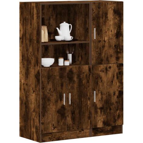 2 Piece Kitchen Cabinet Set Smoked Oak Engineered Wood vidaXL