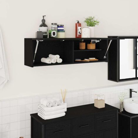 Bathroom Wall Cabinet Black 100x25x30 cm Engineered Wood vidaXL