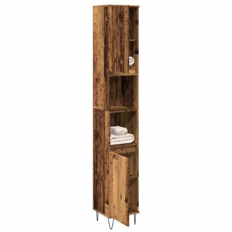 Bathroom Cabinet Old Wood 30x30x190 cm Engineered Wood vidaXL (1/5)