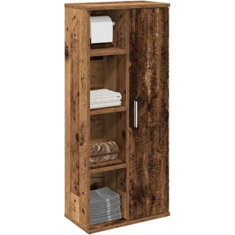 Bathroom Cabinet with Roll Holder Old Wood 39x22x90 cm vidaXL