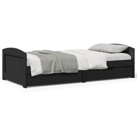 Day Bed with 2 Drawers without Mattress IRUN Black 90x200 cm vidaXL (1/5)