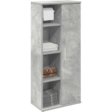 Bathroom Cabinet with Roll Holder Concrete Grey 39x22x90 cm vidaXL