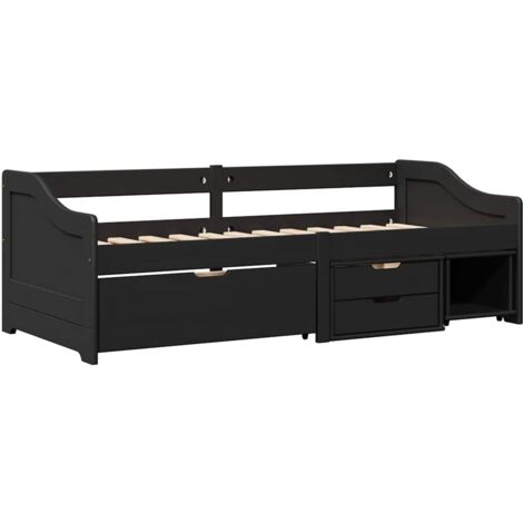 Day Bed with 3 Drawers without Mattress IRUN Black 90x200 cm vidaXL