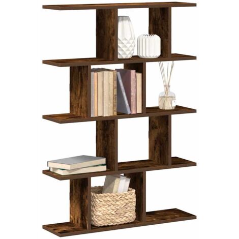 Wall Cube Shelf 12 Compartments Smoked Oak Engineered Wood vidaXL