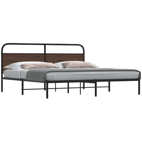 Metal Bed Frame without Mattress Brown Oak 180x200 cm Super King vidaXL (1/5)