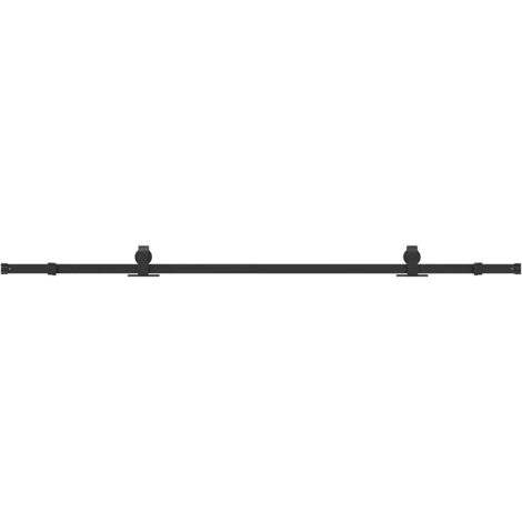 Sliding Door Hardware Kit 213 cm Steel Black vidaXL (1/5)