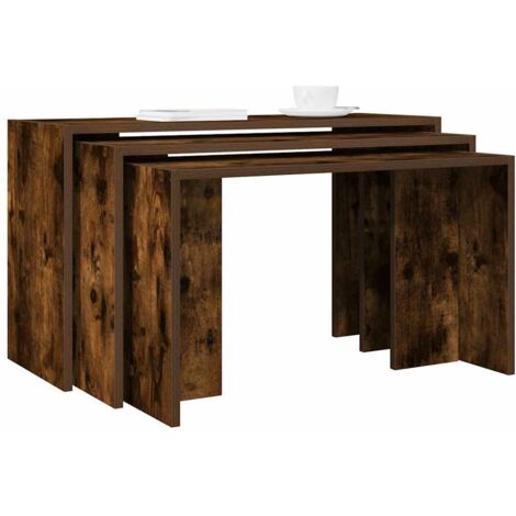 Nesting Tables 3 pcs Smoked Oak Engineered Wood vidaXL