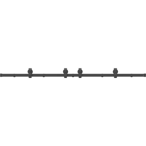 Sliding Door Hardware Kit 200 cm Steel Black vidaXL