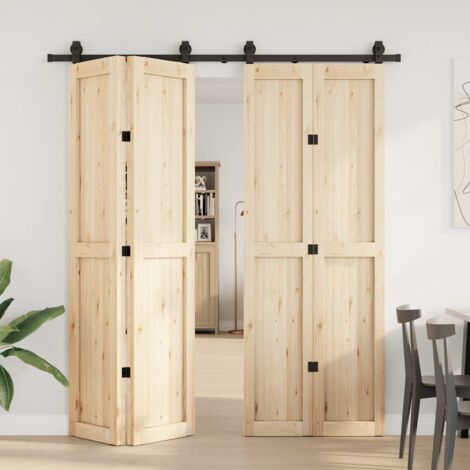 Sliding Door Hardware Kit 200 cm Steel Black vidaXL