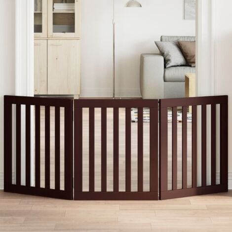 Dog Gate Foldable 3 Panels Brown 150 cm Poplar Wood vidaXL