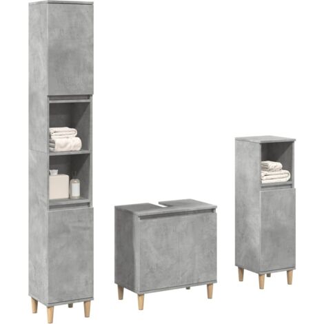 3 Piece Bathroom Furniture Set Concrete Grey Engineered Wood vidaXL (1/5)