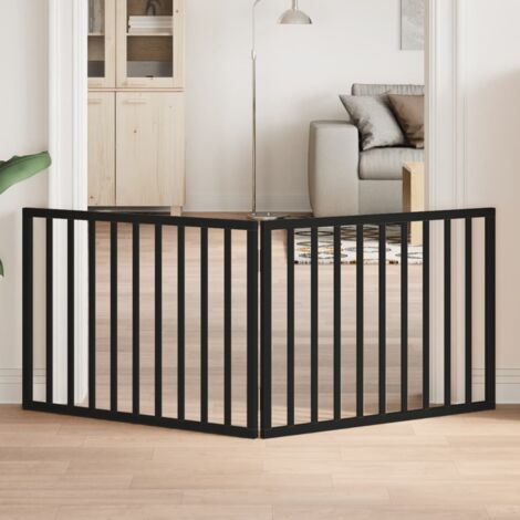 Dog Gate Foldable 2 Panels Black 160 cm Poplar Wood vidaXL