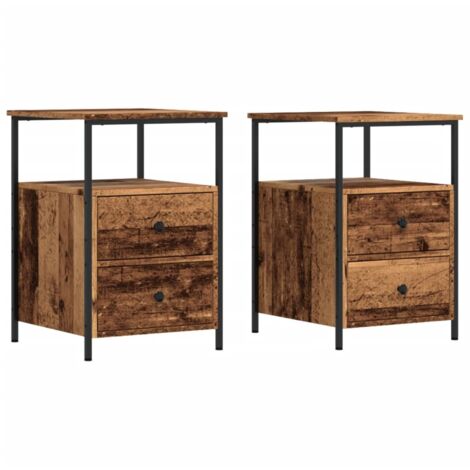 Bedside Cabinets 2 pcs Old Wood 34x35.5x50 cm Engineered Wood vidaXL