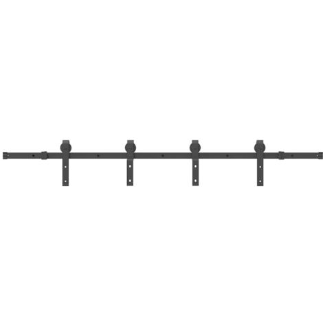 Sliding Door Hardware Kit 200 cm Steel Black vidaXL
