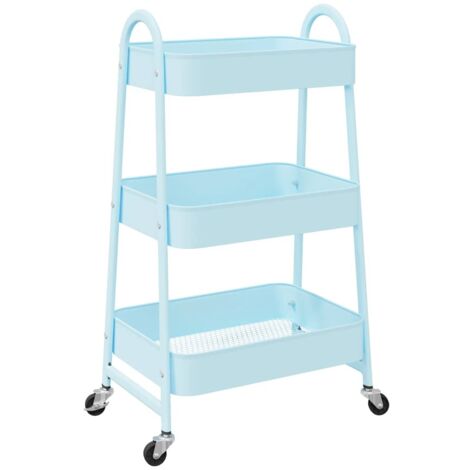 Storage Trolley 3-Tier Blue 42x41.5x77 cm Steel vidaXL