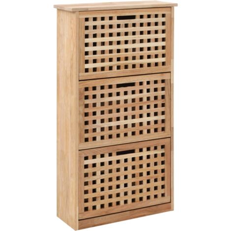 vidaXL Shoe Storage Cabinet 55x20x104 cm Solid Walnut Wood