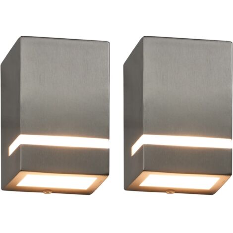 Outdoor Wall Lights 2 pcs 35 W Silver Rectangular vidaXL