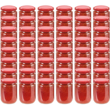 Glass Jam Jars with Red Lid 48 pcs 230 ml vidaXL