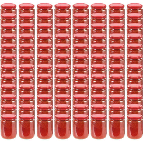 Glass Jam Jars with Red Lid 96 pcs 230 ml vidaXL