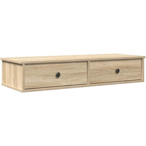 Wall Shelf with Drawers Sonoma Oak 100x37.5x19 cm Engineered Wood vidaXL