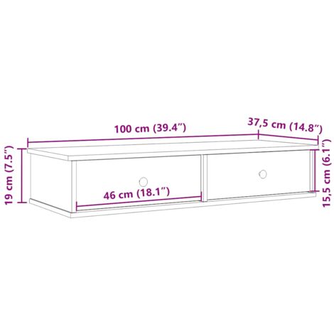 Wall Shelf with Drawers Sonoma Oak 100x37.5x19 cm Engineered Wood vidaXL