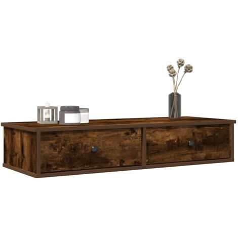 Wall Shelf with Drawers Smoked Oak 100x37.5x19 cm Engineered Wood vidaXL