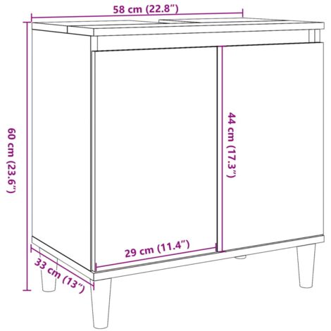 Sink Cabinet Old Wood 58x33x60 cm Engineered Wood vidaXL