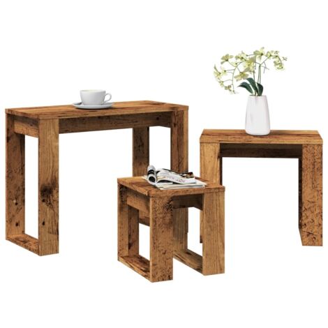 Nest of Tables 3 pcs Old Wood Engineered Wood vidaXL