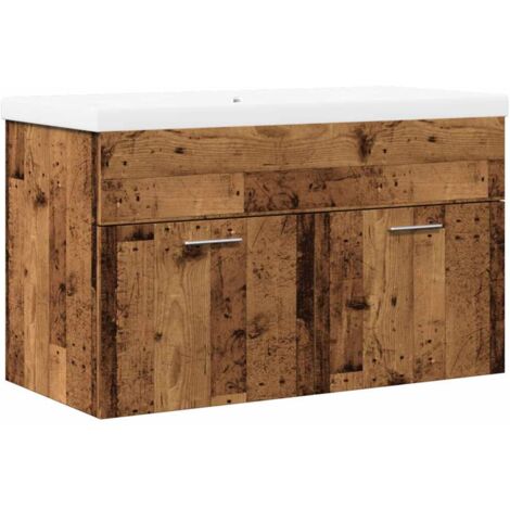 2 Piece Bathroom Furniture Set Old Wood Engineered Wood vidaXL