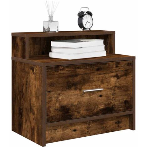 Bedside Cabinet with Drawer Smoked Oak 51x31x47 cm vidaXL
