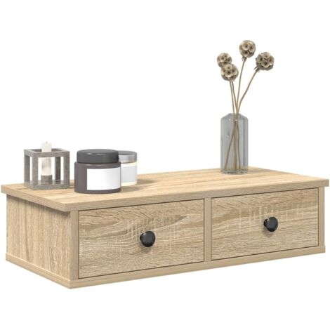 Wall Shelf with Drawers Sonoma Oak 60x28x15 cm Engineered Wood vidaXL