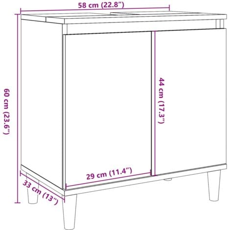 Sink Cabinet Concrete Grey 58x33x60 cm Engineered Wood vidaXL