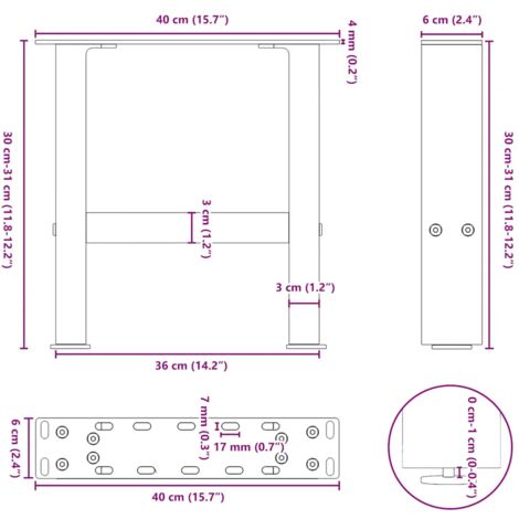 Coffee Table Legs Black 2 pcs 40x(30-31) cm Steel vidaXL