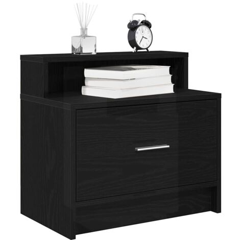 Bedside Cabinets with Drawer 2 pcs Black Oak 51x31x47 cm vidaXL (1/5)