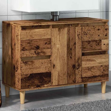 Sink Cabinet Old Wood 80x33x60 cm Engineered Wood vidaXL