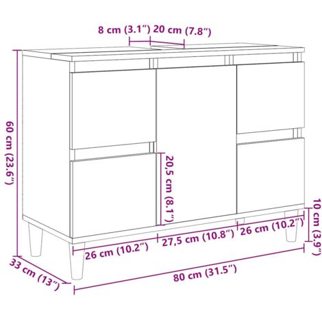 Sink Cabinet Old Wood 80x33x60 cm Engineered Wood vidaXL