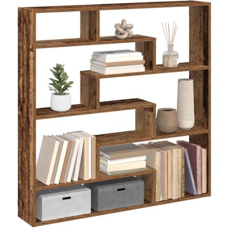Wall Cube Shelf 7 Compartments Old Wood Engineered Wood vidaXL (1/5)
