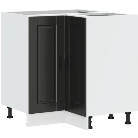 Kitchen Corner Base Cabinet Porto Black Engineered Wood vidaXL