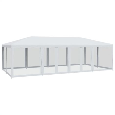Party Tent with 12 Mesh Sidewalls White 8x4 m HDPE vidaXL (1/5)