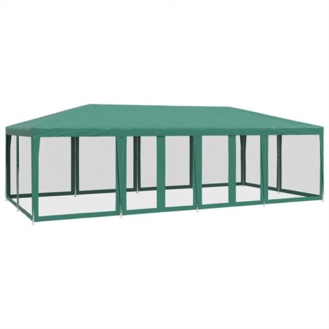 Party Tent with 12 Mesh Sidewalls Green 8x4 m HDPE vidaXL (1/5)