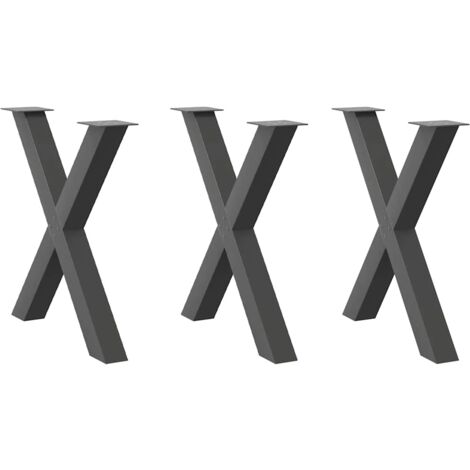 Dining Table Legs X-Shaped 3 pcs Anthracite 70x(72-73) cm Steel vidaXL
