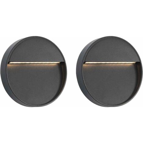 Outdoor LED Wall Lights 2 pcs 3 W Black Round vidaXL