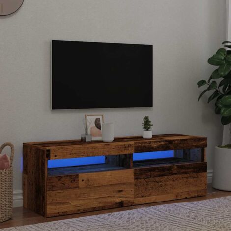 TV Cabinet with LED Lights Old Wood 120x35x40 cm Engineered Wood vidaXL