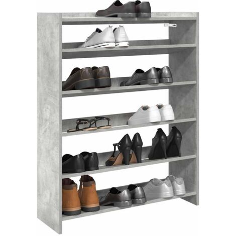 Shoe Rack Concrete Grey 80x25x100 cm Engineered Wood vidaXL (1/5)