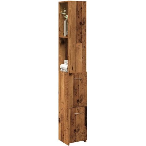 Bathroom Cabinet Old Wood 25x25x170 cm Engineered Wood vidaXL