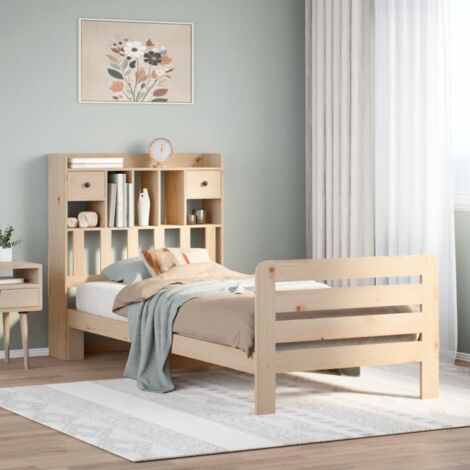 Bookcase Bed without Mattress 90x200 cm Solid Wood Pine vidaXL