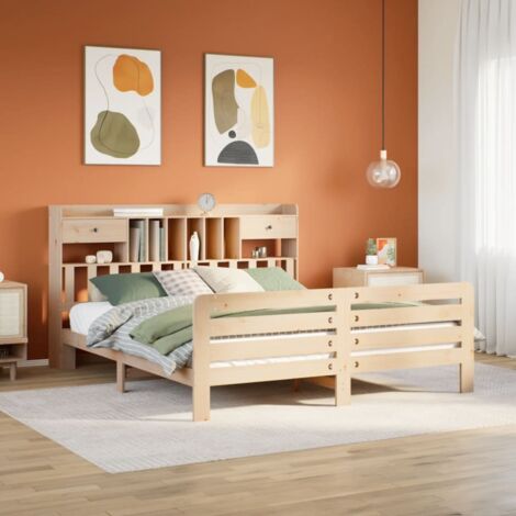 Bookcase Bed without Mattress 180x200 cm Super King Solid Wood Pine vidaXL