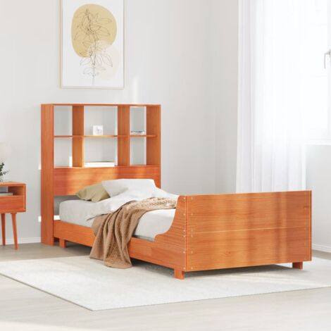 Bed Frame without Mattress Wax Brown 75x190 cm Small Single Solid Wood Pine vidaXL (1/5)