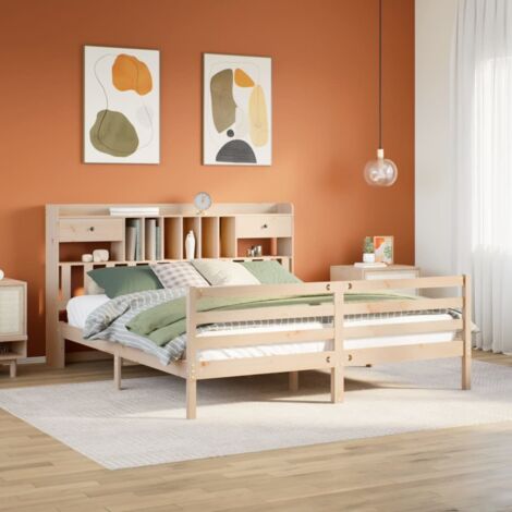 Bookcase Bed without Mattress 180x200 cm Super King Solid Wood Pine vidaXL (1/5)